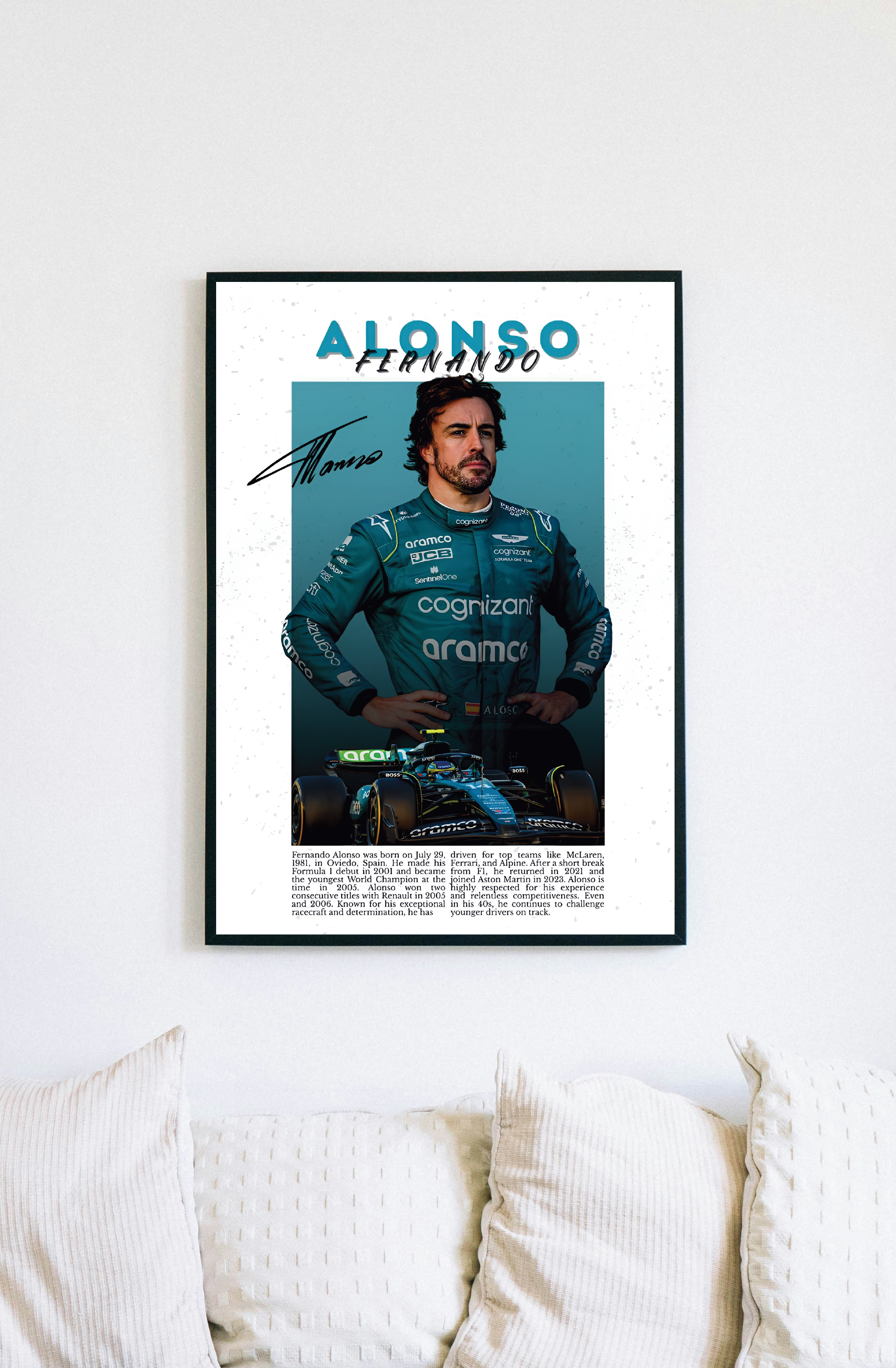 Fernando Alonso Poster - Aston Martin F1 Driver A3 Print
